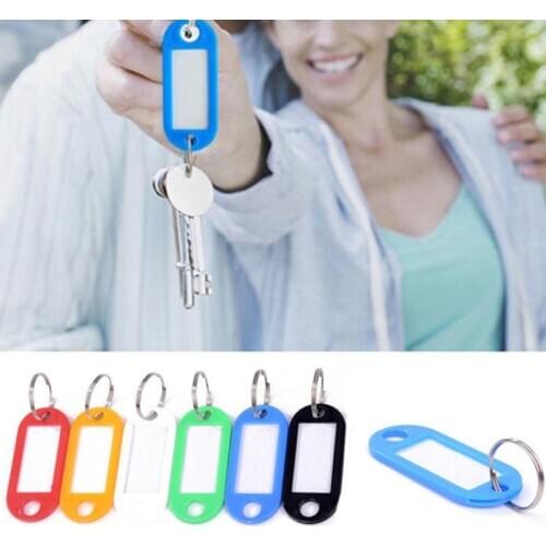 10Pcs Set Random Plastic Keychain Key Tags Id Label Name Tags Baggage Key Chains Key Rings