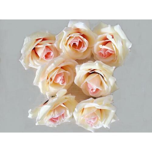 100PCS Champagne 8CM High quality diy artificial fake Silk Rose flowers head For Wedding Party Flower Ball Ornaments Flowers