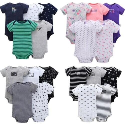 7 colors new 5pcs/set babys soft cartoon bodysuit newborn boy comfortable short-sleeved jumpsuit for newborn baby
