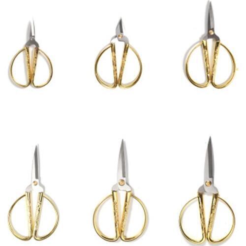 8.6/12.5CM Gold Scissors Stainless Steel Vintage High Quality Sharp Strong Shear Fabric Leather schaar Professional Tailor