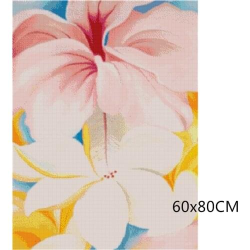 Georgia O'keeffe Flower 5D Diamond Painting Hibiscus with Plumeria Mosaic Diy Full Round Diamond Embroidery Cross Stitch Home