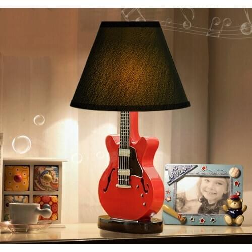 Atmosphere Cartoon Guitar Table Lamp Modern Designer Decorative Desk Lights Kids Room Bedroom Bedside Study Livng Room Studio