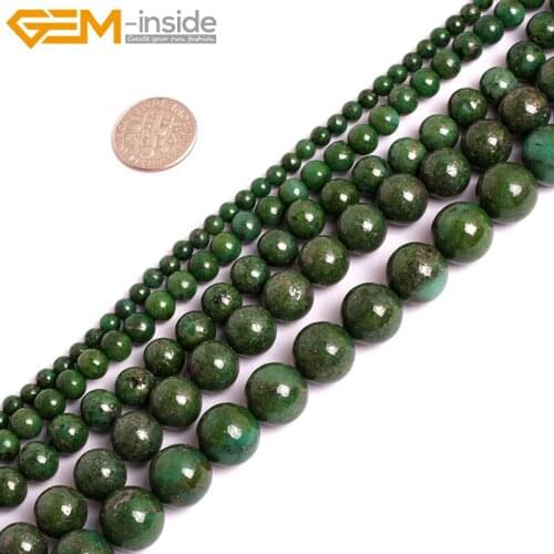 4-12mm Green Pyrite Stone Beads For Jewelry Making 15inch Loose Necklace Bracelet DIY Gift
