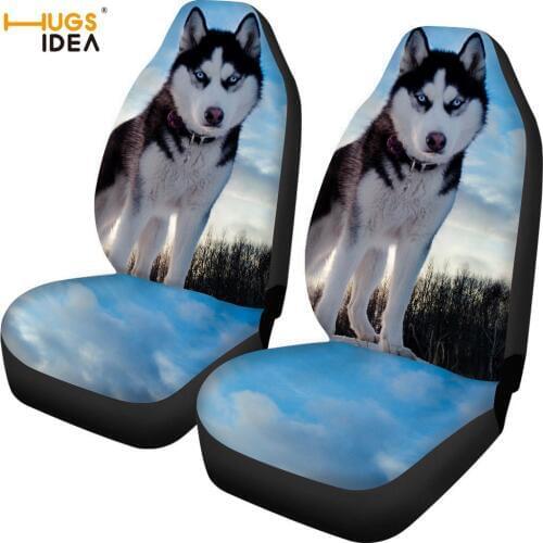 2Pcs 3D Dog Print Car Seat Cover Cute Animal Auto Protector Sheet Driver Seat Cover Washable Anti Dirty Car SUV Decor Supplies