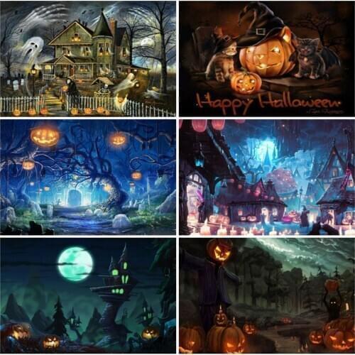 EverShine Diamond Mosaic Pumpkin Bead Embroidery Diamond Painting Halloween Rhinestones Art Cartoon Full Square Drill Needlework