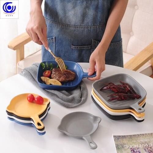 Hot sale baking dish with handle beef steak food fruits Salad Pasta ceramic Plates Bakeware Tableware tray pan microwave oven