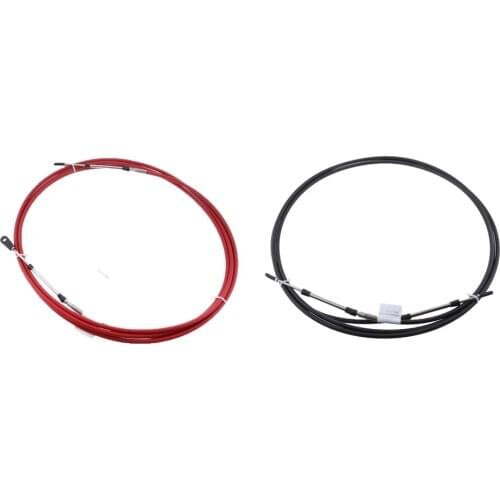 Marine Canoe Boat Outboard Engine Throttle Control Cable fit for YAMAHA Outboard - Black+Red(12ft)