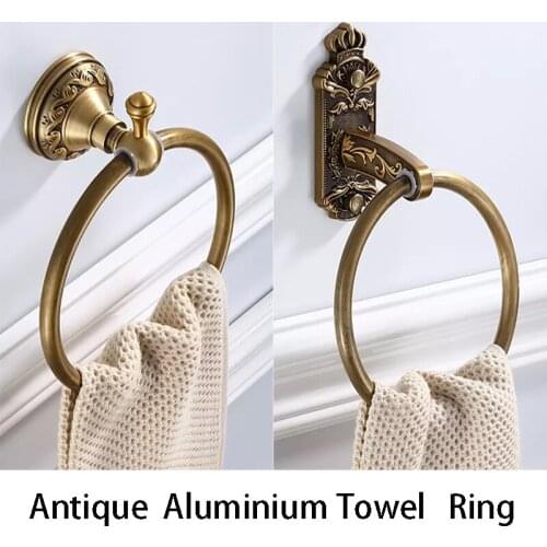 Bathroom Towel Ring Bronze Towel Rings Wall Mount Towel Ring Holder Hanger Bar Round Rack Shelf Aluminum Bathroom Accessories