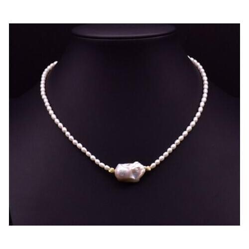 Unique Pearls Jewellery Store Real Pearl Necklace White Color Baroque Genuine Pearl Choker Necklace Women Gift Fine Jewelry