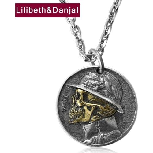 Creative Wanderer Skeleton Soldier Necklace Pendant Real 925 Sterling Silver Letter Skull Jewelry Women Men 2021 Designer P12