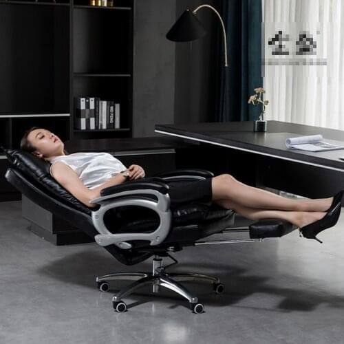 Fashion Minimalist Modern Reclining Office Chair Home Computer Leather Executive Massage Business Office Swivel Study Chair