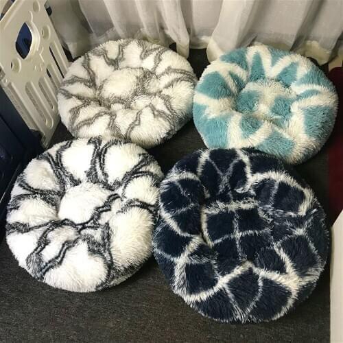 Round Plush Dog Bed For Cats House Pet Bed for Dogs Bed basket Animals products sofa Long cat Bed Cushion Mat camas para perro
