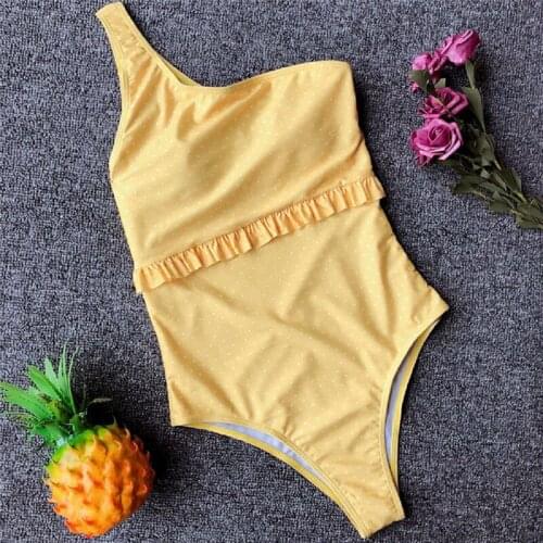 Padded Swimsuits Sexy women One Shoulder dot print push-up monokinis beach swimwear bodysuits bathing pool holiday clothes 2019