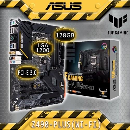 LGA 1200 Asus TUF GAMING Z490-PLUS(WI-FI) Motherboard DDR4 128GB M.2 CHIA Overlocking Intel 10th-Gen CPU Z490 Placa-mãe 1200