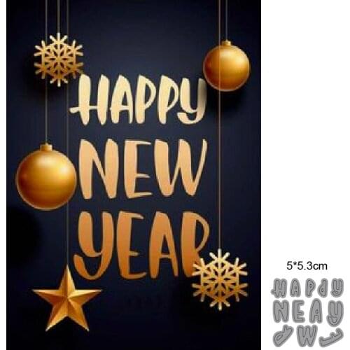 Happy new year 2021 Metal Cutting Dies Scrapbooking Stencil DIY Paper Card Decorative Embossing Die Cut Craft Dies