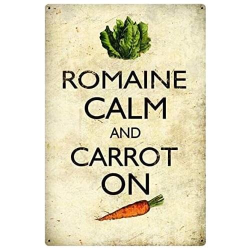 Maizeco Metal Tin Signs Romaine Calm Carrot Home Decor Decorative Wall Sign Plaque Poster for Pub Patio Garden Farm 8 x 12 Inch
