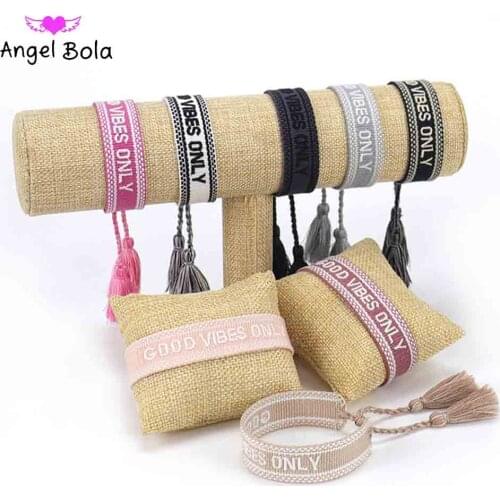 Fashion Embroidery Woven Handmade Tassel Womens Charm Bracelet Size Adjustable Ladies Lucky Bracelet Friendship Holiday Gift