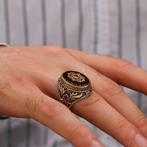 Agate Aqeeq 925 silver mens ring. Mens jewelry stamped with silver stamp 925 All sizes are available