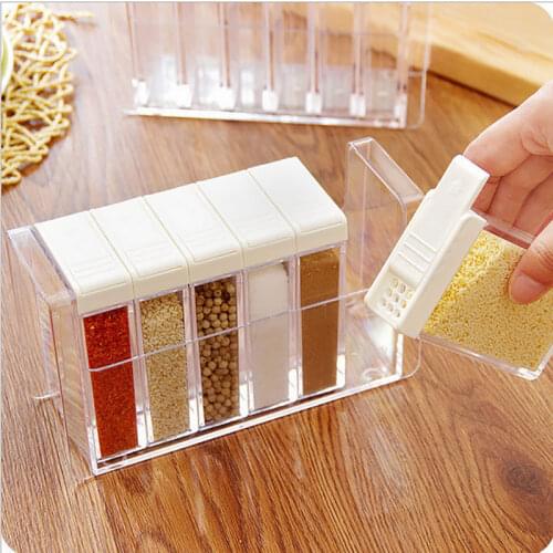 Set Household Kitchen Seasoning Box Jar Transparent Salt Pepper Spice Sprayer Storage Container Kitchen Spice Cumin Bottle tank