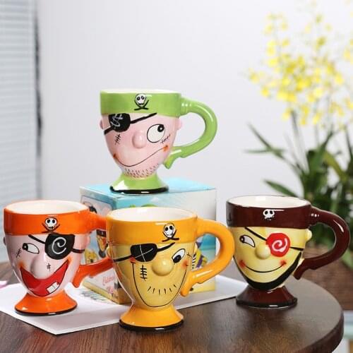 New 300mL Pirate Skull Cute Expression Cartoon Beer Mugs with Handle Creative Coffee Milk Water Cup Household Milk Cup