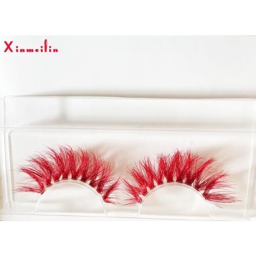 New red 3D mink lashes wholesale makeup natural long individual thick fluffy colorful false eyelashes lash extension supplies