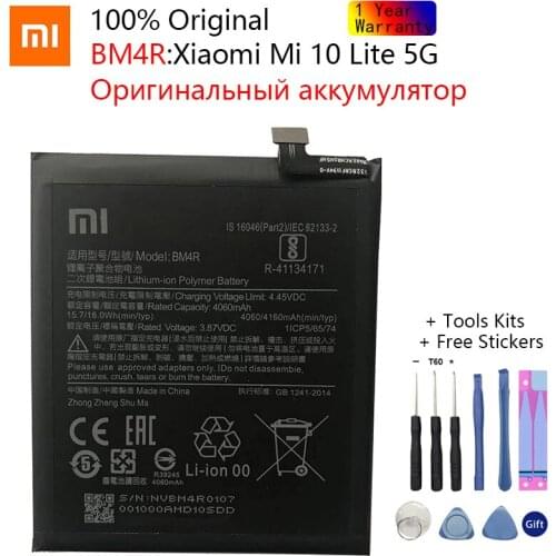Xiao Mi Original BM4R Battery For Xiaomi Mi 10 Lite 5G BM4R Genuine Replacement Phone Battery 4160mAh With Free Tools