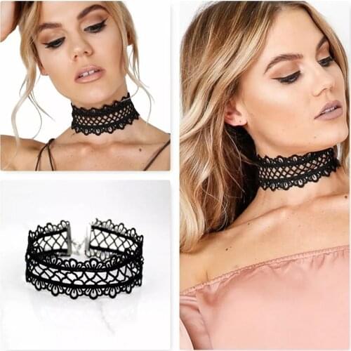 Goth Choker Necklace Vintage Classic Gothic Tattoo Lace Retro Black Boho Charm Collar Women Sexy Punk Halloween Party Jewelry