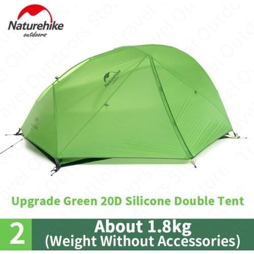 Naturehike 2 Person Ultralight Tent Upgraded Star River Camping Tent 20D Silicone With Snow Skirt Tent With Free Mat NH17T012-T