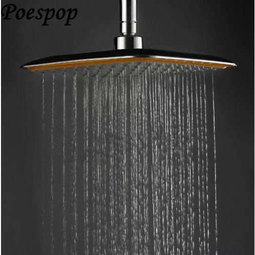 POSEPOP 9 inch Square Shower Head Bathroom Over Head Water Saving Showerhead Wall Mount Rainfall Bathroom Hardware Tool