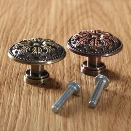 1set Round Brass/Antique Bronze Furniture Handle Pulls Knobs Cabinets Door Cabinet Wardrobe Drawer Closet Pull Handle decoration