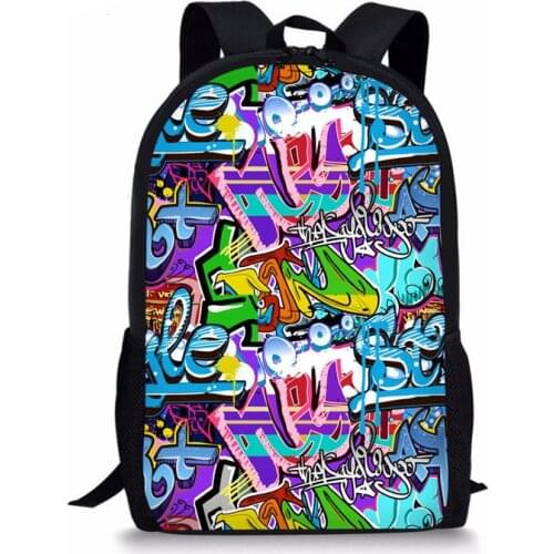Custom Graffiti Backpack Students School Bag for Teenage Girls Boys Bag Pack Cartoon Printing School Rucksack
