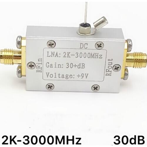 RF Broadband Amplifier Low Noise LNA (2K-3000MHz Gain 30dB) with CNC Enclosure