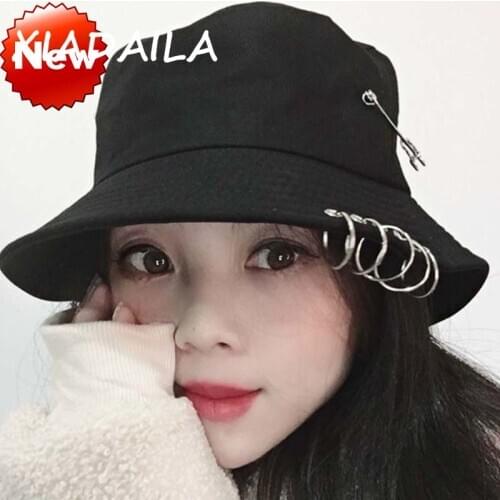 1PC Unisex Women Men Bucket Hat Pin Rings Sunhat Caps Summer Hats