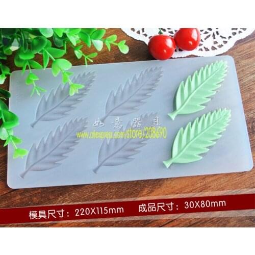 6 cavity Pine leaves shape silicon mold creative edible chocolate decorating for cupcake fondant cake tools