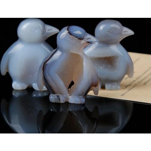 1PC Natural agate crystal tooth penguin statue high quality home mineral nordic shelf crystal home decoracion moderno DIY gift
