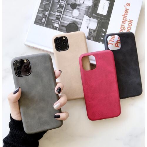 Stylish Solid Color PU Leather Mobile Phone Case For iphone 11 12 Mini pro Max X XS Max XR case 6S 7 8 plus SE 2020 Back cover