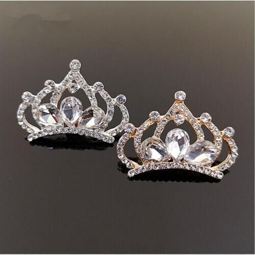 5pcs 2.7cm*3.8cm Gold/Silver Rhinestone Tiara Crown Embellishments Wedding Dress Decoration Gift DIY Accessories Crafts