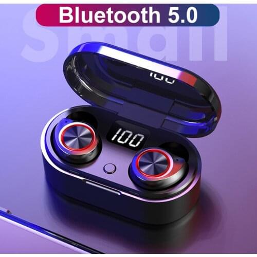 TW80 ABS Bluetooth 5.0 TWS 360 Degree Stereo Digital Display In-Ear Waterproof Wireless Earphones Earbuds with mic