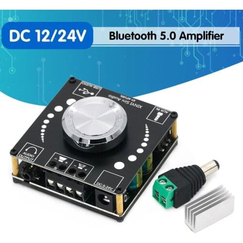 XY-AP100L 100WX2 Bluetooth 5.0 Stereo Amplifier Board AUX USB Sound Card Digital Power Amp Amplificador DC 12V 24V