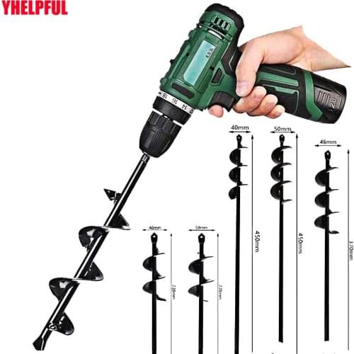 YHELPFULGarden Auger Spiral Drill Bit Roto Flower Planter Bulb HEX Shaft Drill Auger Yard Gardening Bedding Planting Hole Digger