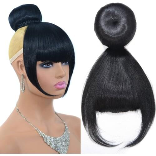 ZM hair bun chignon hairpiece for Women bun and bang set hair Buns with bangs Clip-in Chignons