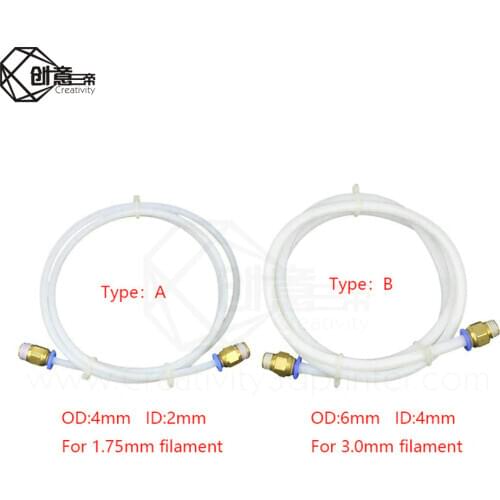 1M PTFE Tube PiPe Connectors 3D Printers Parts J-head Hotend For V5 V6 1.75mm 3.0mm Filament Bowden Long Extruder Parts