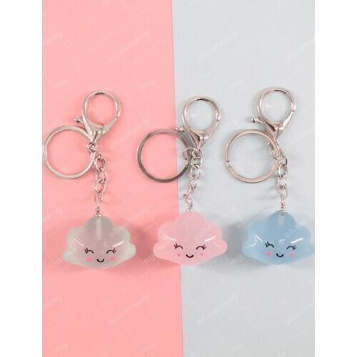 1PCS Cartoon Clouds Stars Moon Bag Keychain Night Light Keychain Glow Creative Keychain Pendant
