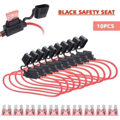 10pcs Auto Car Blade Inline Types ATC ATO Fuse Waterproof Holder 12V 32V 14 AWG Wire Cutoff Switch Socket