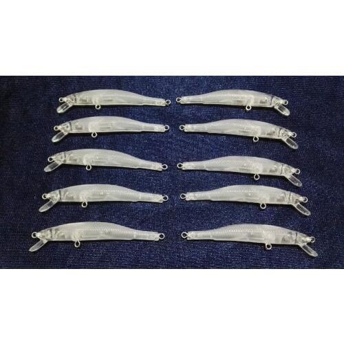 10pcs Unpainted Minnow Hard Baits Fishing Lure Bodies 3 1/4 Inch 1/8 OZ Blank lures JSE162
