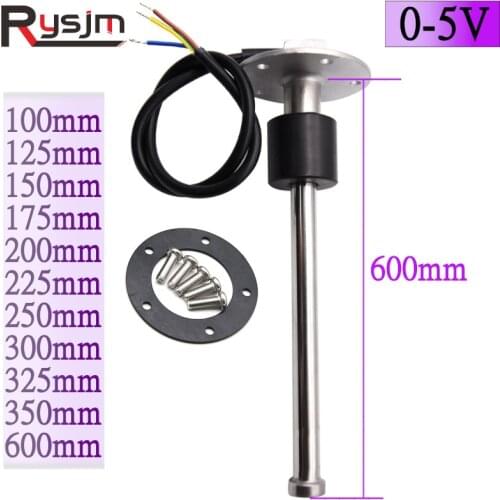 125/150/175/200/225/250/275/600mm 0-5V Stainless Steel Fuel Level Gauge Sensor Fuel Sending Unit for boat yacht auto trucks