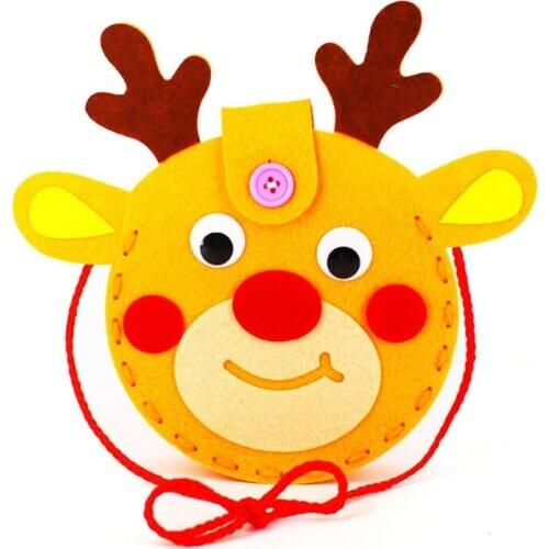 2Pcs Children Handicraft Non-Woven Christmas DIY Bags Toys Kindergarten Cartoon Cloth Colorful Handmade Sewing Educational Toy