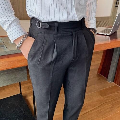 2021 Brand Men Gray Business Suit Pant Casual Formal Man Dress Pants Spring Spring Pantalon Costume Slim Fit Suit Trousers 29-36