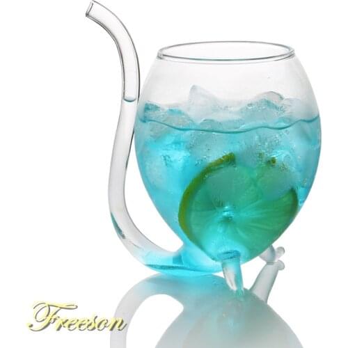 300mlCreative Devil Cocktail Glass Cup with Straw Wine Glasses Beer Glass Whiskey Glass Juice Mug Crystal Shot Glass