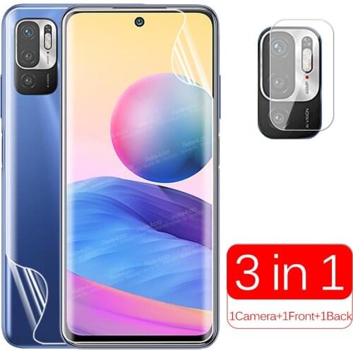3in1 Camera Back Front Hydrogel Film For Xiaomi Redmi Note 10 5G Redme Note10 Nota 10 6.5 Full Curved Screen Protector Not Glass